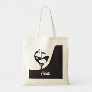 Custom Name Hello Black and White Golf Tote Bag