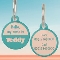 Custom Name Hello My Name Is Summer Teal Pet 