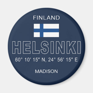 Custom Name Helsinki Coordinates Magnet