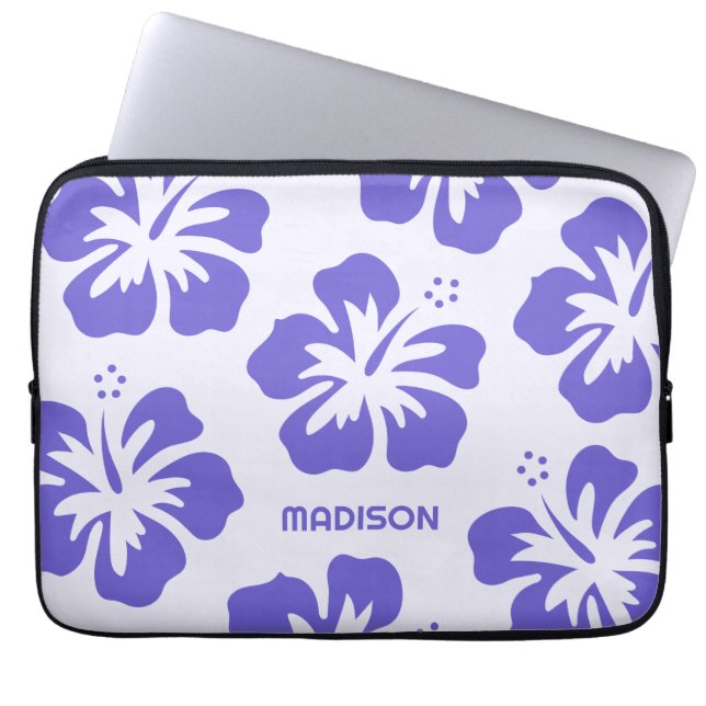 Custom Name Hibiscus Laptop Sleeve (Front)