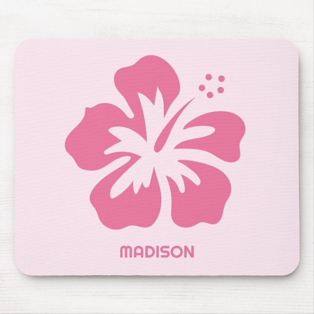 Custom Name Hibiscus Mouse Mat (Front)