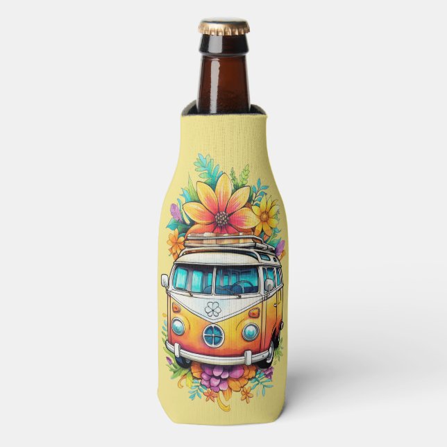 Custom Name Hippie Van Bottle Cooler (Bottle Front)