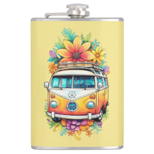 Custom Name Hippie Van Hip Flask