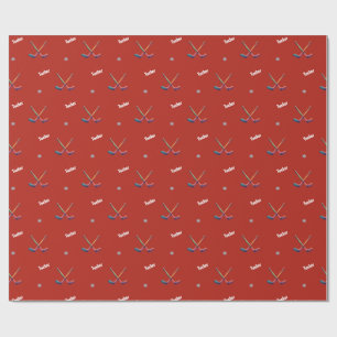 Custom Name Hockey Wrapping Paper