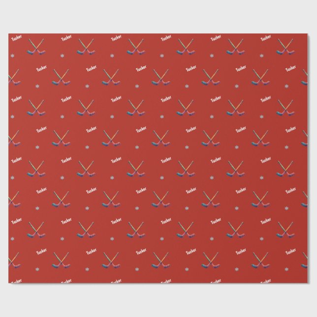Custom Name Hockey Wrapping Paper (Flat)