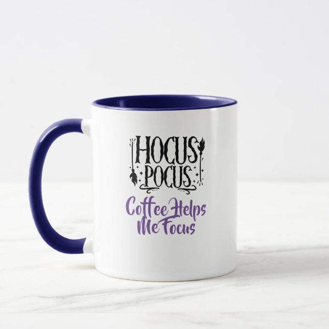 Custom Name 'Hocus Pocus Coffee Helps me Focus' Mug (Left)