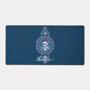Custom Name Holiday Kawaii Bear Ornamental Mandala Desk Mat