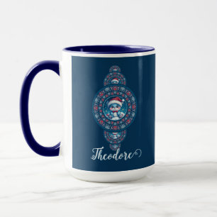Custom Name Holiday Kawaii Bear Ornamental Mandala Mug
