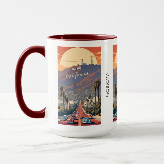 Custom Name Hollywood California Mug (Left)