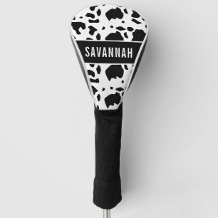 Custom Name Holstein Cow Animal Print Pattern Golf Head Cover