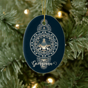 Custom Name Holy Star of Wonder Ornamental Mandala Ceramic Tree Decoration