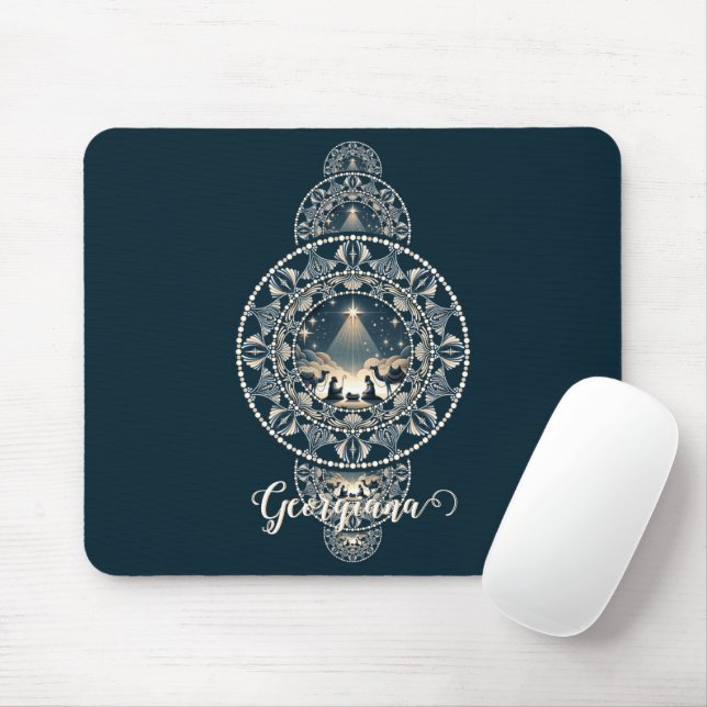 Custom Name Holy Star of Wonder Ornamental Mandala Mouse Mat (With Mouse)
