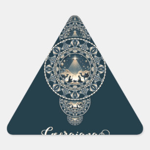 Custom Name Holy Star of Wonder Ornamental Mandala Triangle Sticker