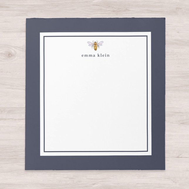 Custom Name Honey Bee on Navy Blue Notepad (Creator Uploaded)