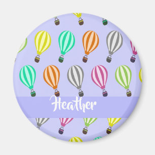 Custom name hot air balloon blue magnet