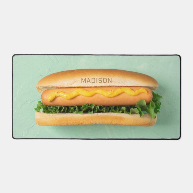 Custom Name Hot Dog Desk Mat (Front)