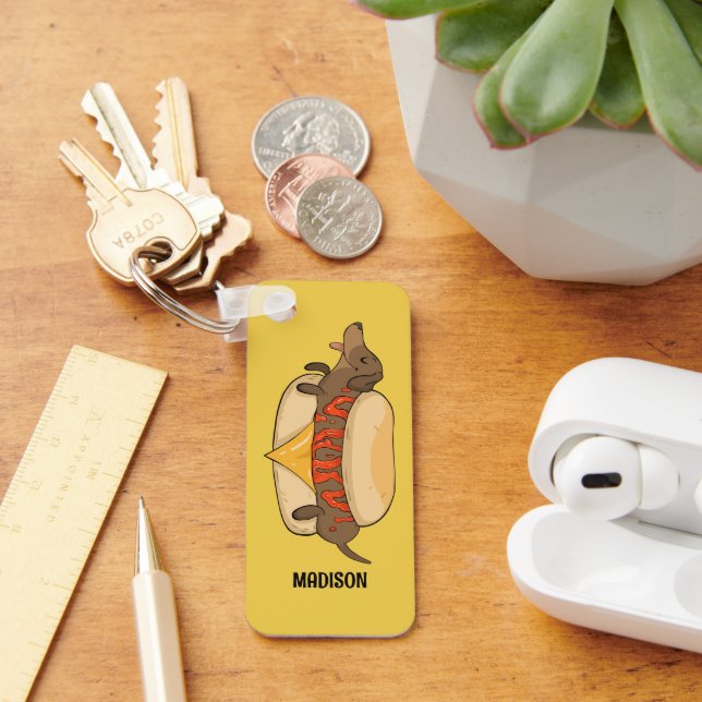 Custom Name Hot Dog Key Ring (Desk)