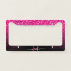 Custom Name Hot Pink Glitter and Matte Black Ombre