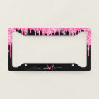 Custom Name Hot Pink Glitter Drip on Matte Black 
