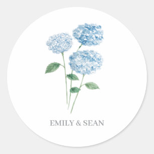 Custom Name Hydrangea Flower Painting Thank You Classic Round Sticker