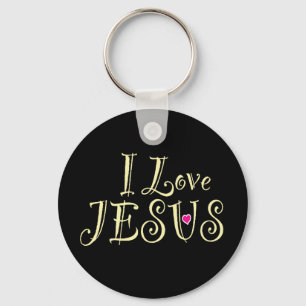 Custom Name ‘I Love Jesus’ Christian Quote Key Ring
