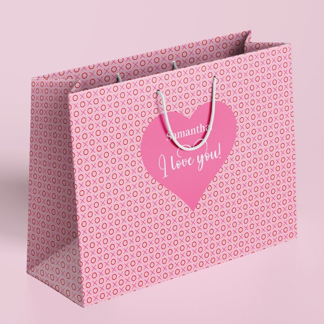 Custom Name I Love You Valentine Hearts Gift Bag (Custom Name I Love You Valentine Hearts Gift Bag)