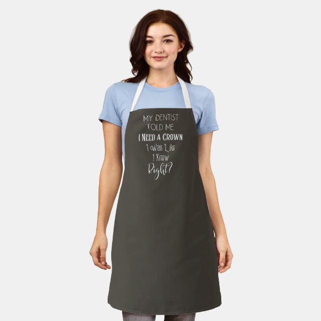 Custom Name I Need A Crown Funny Motivation Script Apron (Worn)
