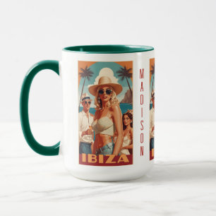 Custom Name Ibiza, Spain Travel Poster Mug
