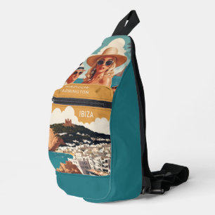 Custom Name Ibiza, Spain Travel Poster Sling Bag