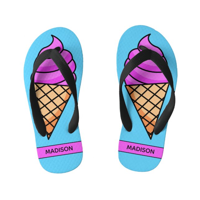Custom name Ice Cream flip flops (Footbed)