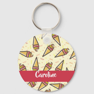 Custom name ice cream pattern key ring
