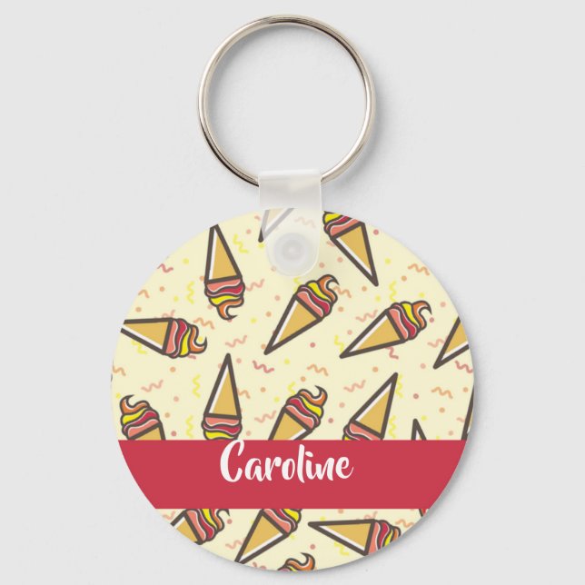 Custom name ice cream pattern key ring (Front)