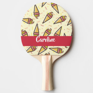 Custom name ice cream pattern ping pong paddle