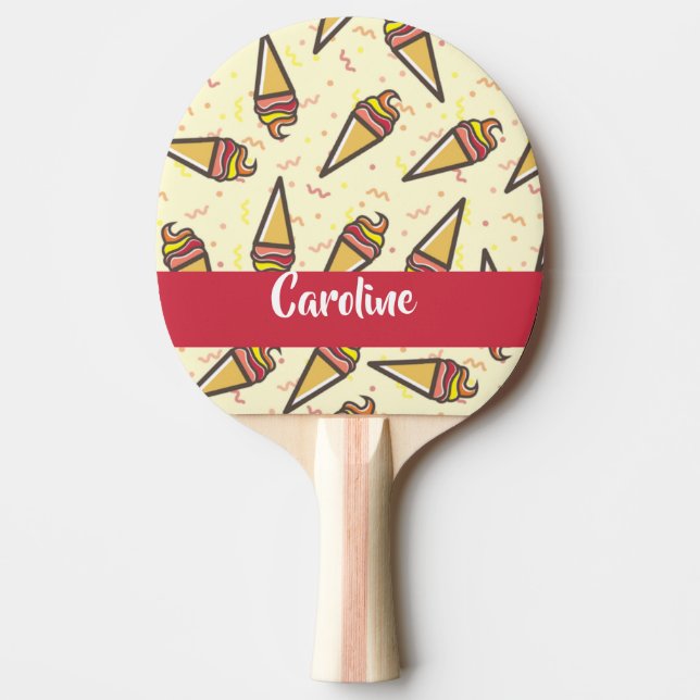 Custom name ice cream pattern ping pong paddle (Front)