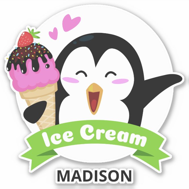 Custom name Ice Cream Penguin (Front)
