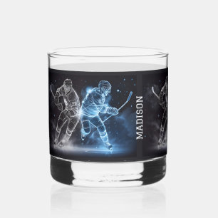 Custom Name Ice Hockey Whiskey Glass