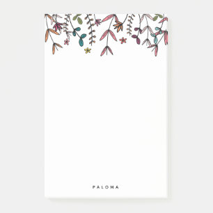 Custom Name Illustrated Florals Personalised Post-it Notes