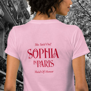 Custom Name In Paris Bachelorette Pink T-Shirt