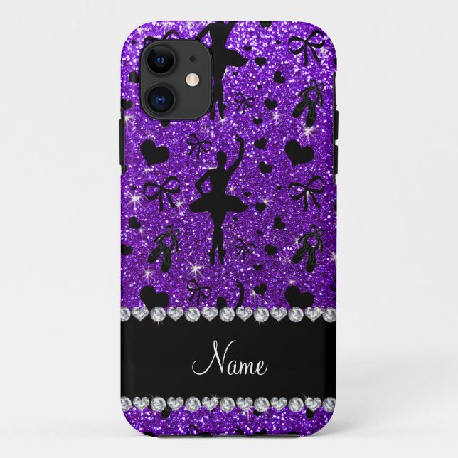 Custom name indigo purple glitter ballerinas Case-Mate iPhone case (Back)