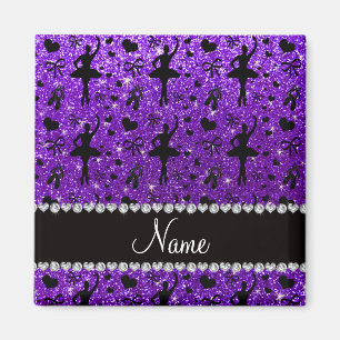 Custom name indigo purple glitter ballerinas magnet