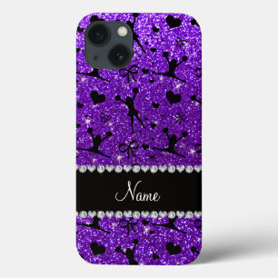 Custom name indigo purple glitter cheerleading iPhone 13 case