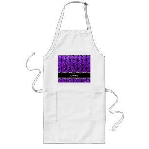 Custom name indigo purple glitter lacrosse players long apron