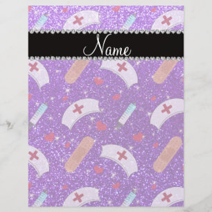 Custom name indigo purple glitter nurse hats heart flyer