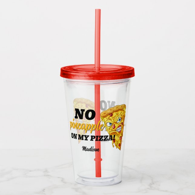 Custom Name & Ingredient Angry Pizza Acrylic Tumbler (Front)