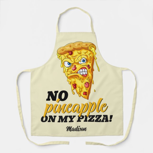 Custom Name & Ingredient Angry Pizza Apron (Front)