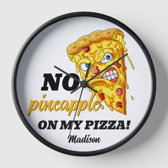 Custom Name & Ingredient Angry Pizza Clock (Front)
