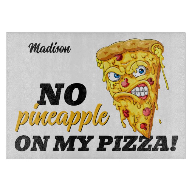 Custom Name & Ingredient Angry Pizza Cutting Board (Front)