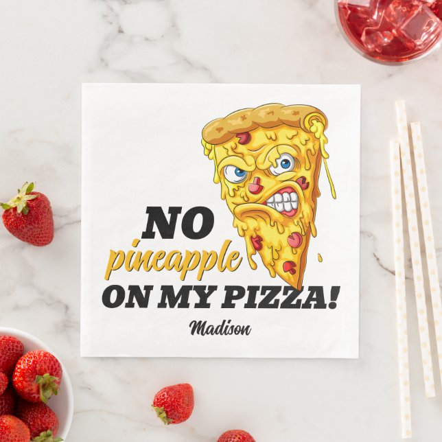 Custom Name & Ingredient Angry Pizza Napkin (Insitu)