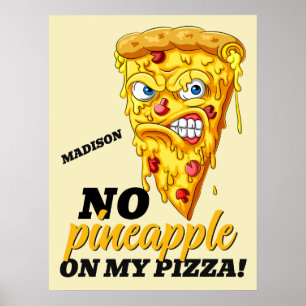 Custom Name & Ingredient Angry Pizza Poster