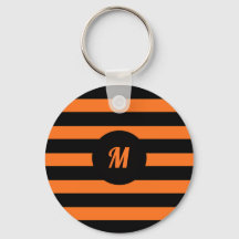 Custom Name Initial Black & Orange Stripes